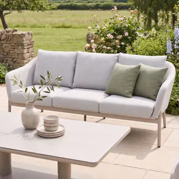 Bellagio Fabric 3 Seat Sofa Set - Rectangular Rising Table & Bench