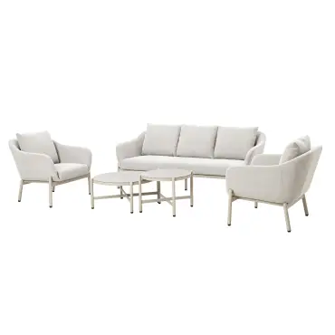 Bellagio Fabric 3 Seat Sofa Set - 2 Round Coffee Tables