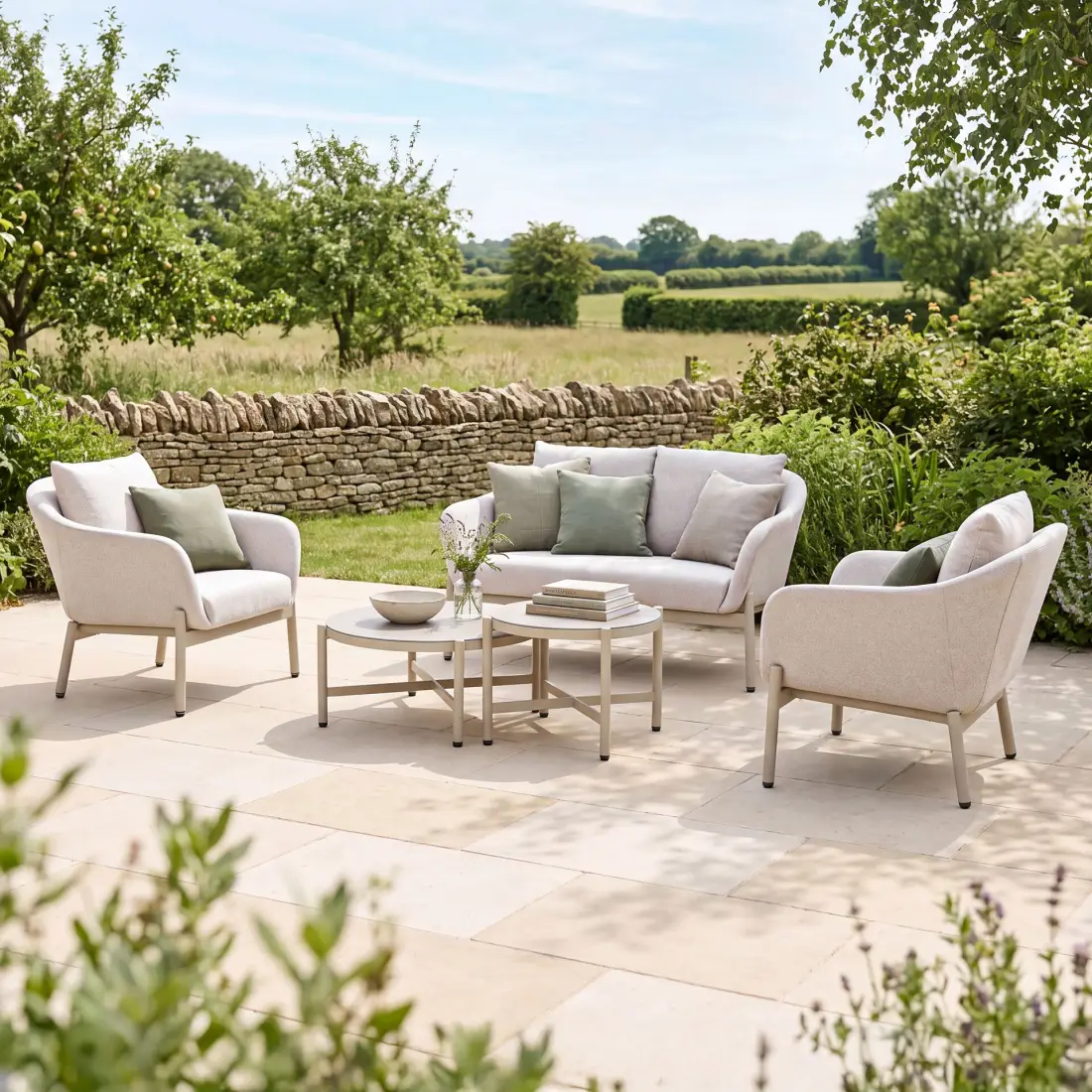 Bellagio Fabric 2 Seat Sofa Set - 2 Round Coffee Tables Bellagio Fabric 2 Seat Sofa Set - 2 Round Coffee Tables