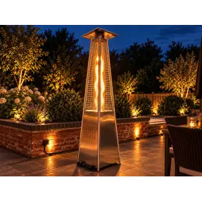 Athena Stainless Steel Flame Gas Patio Heater & Free Weather Cover