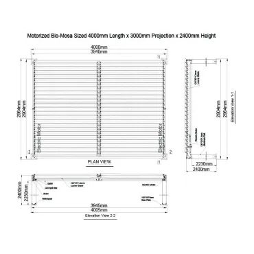 Eclipse 3 X 4m LED Motorised Pergola | Free Standing EXDISPLAY +3 Screens