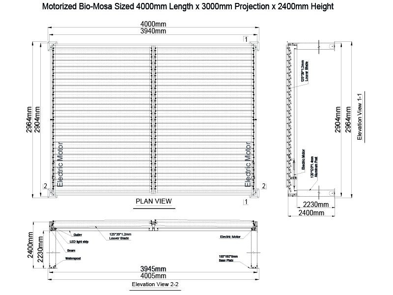 Eclipse 3 X 4m LED Motorised Pergola | Free Standing EXDISPLAY +3 Screens
