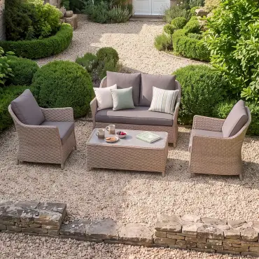 Turin 2 Seat Rattan Sofa Set - Rectangular Coffee Table