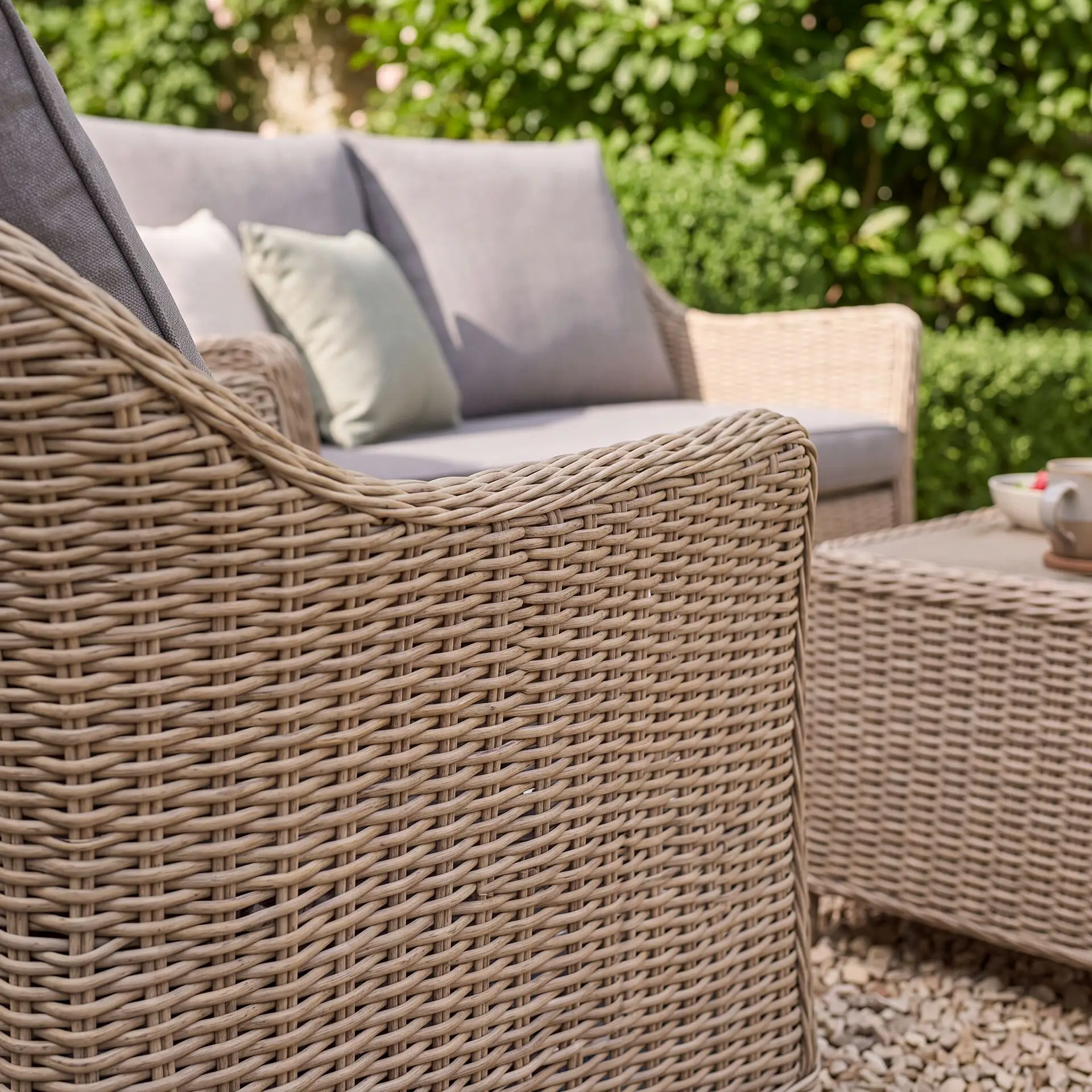 Turin 2 Seat Rattan Sofa Set - Rectangular Coffee Table
