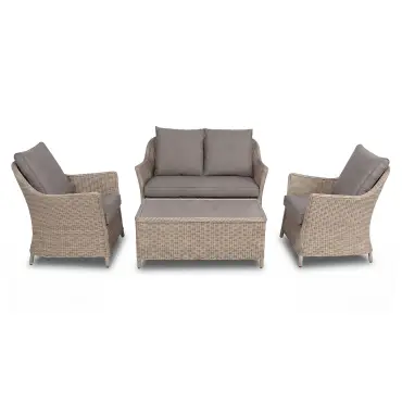 Turin 2 Seat Rattan Sofa Set - Rectangular Coffee Table