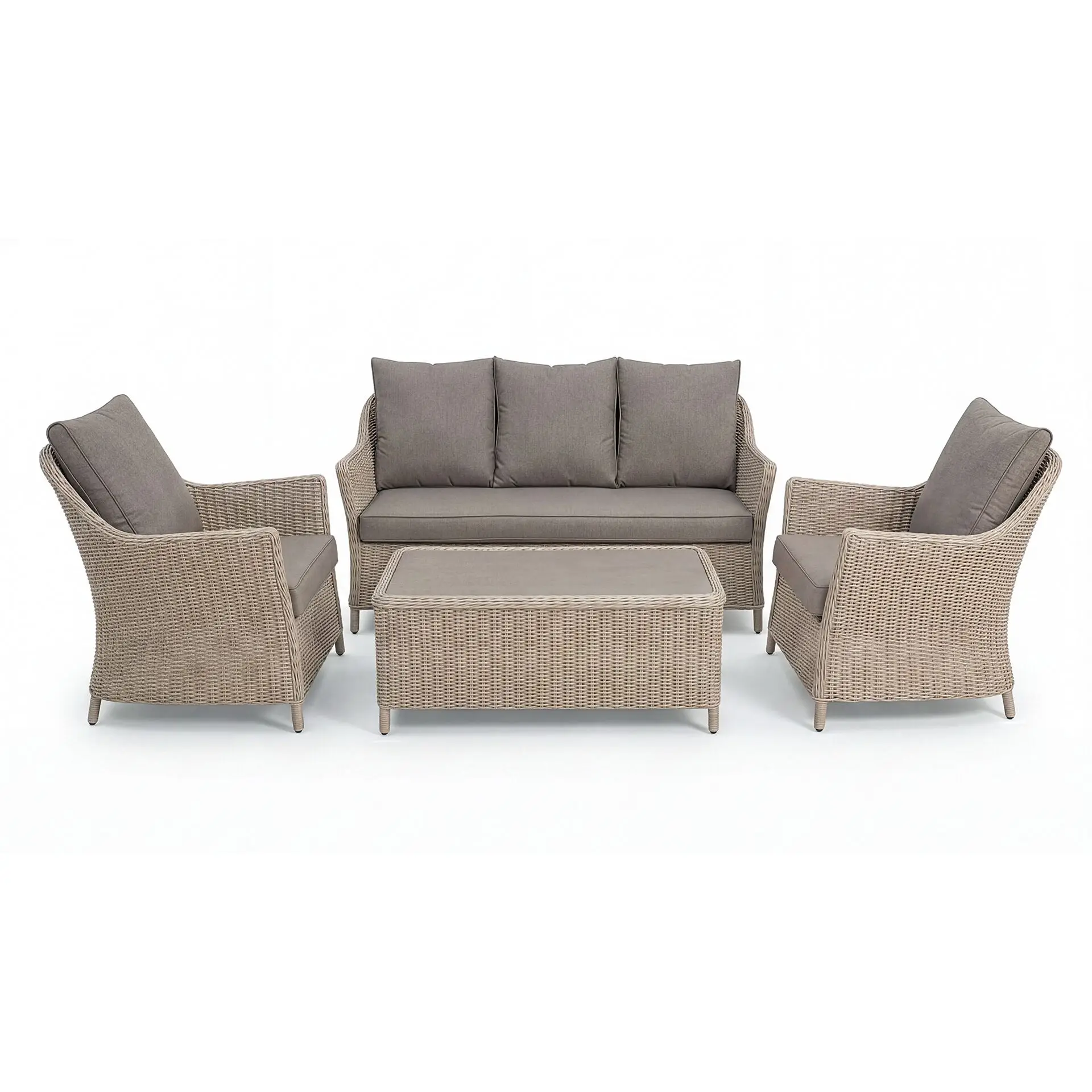 Turin 3 Seat Rattan Sofa Set - Rectangular Coffee Table