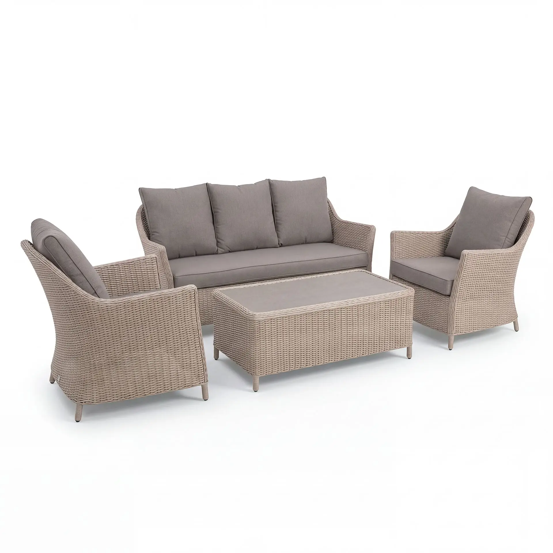 Turin 3 Seat Rattan Sofa Set - Rectangular Coffee Table