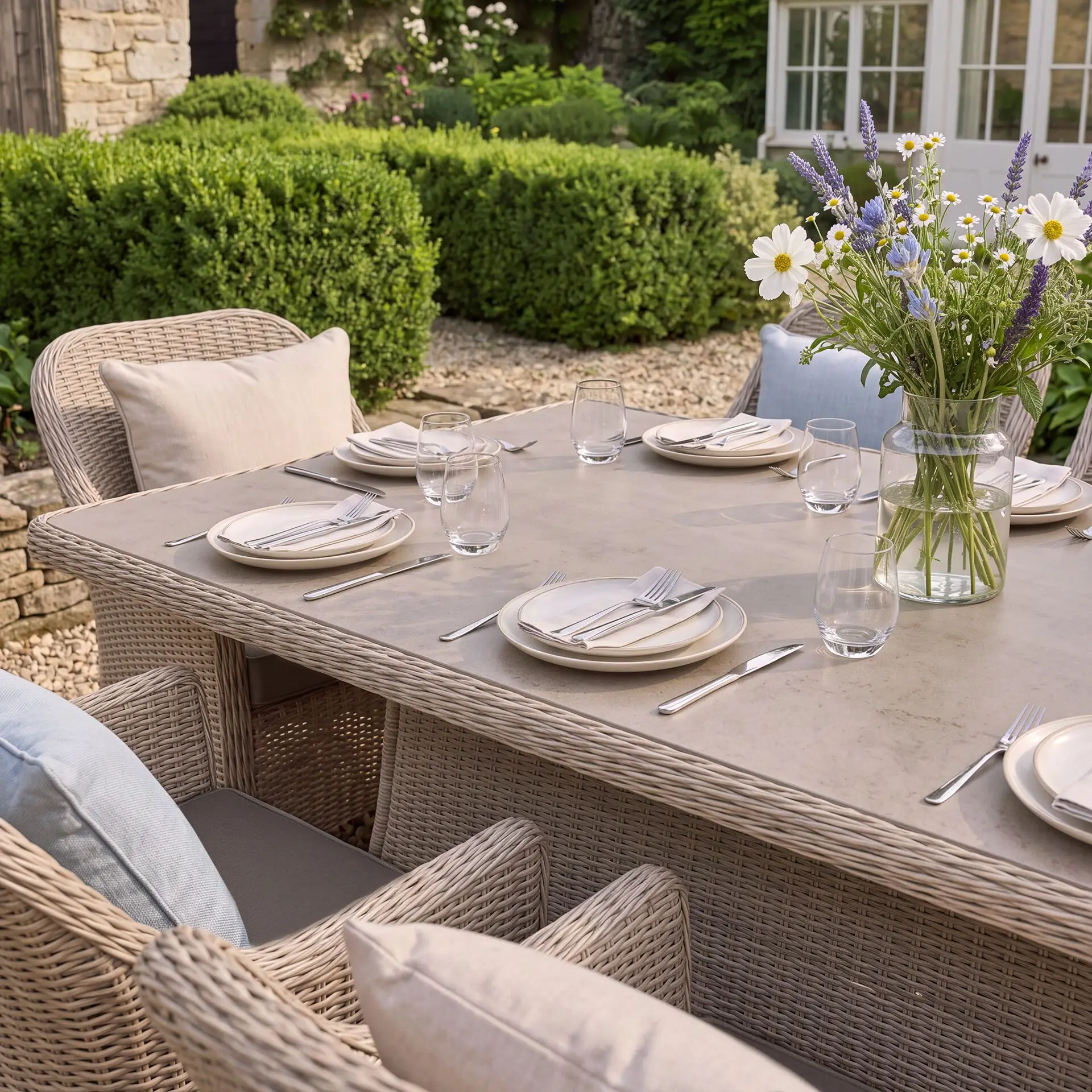 Turin 8 Seat Rectangular Rattan Dining Set