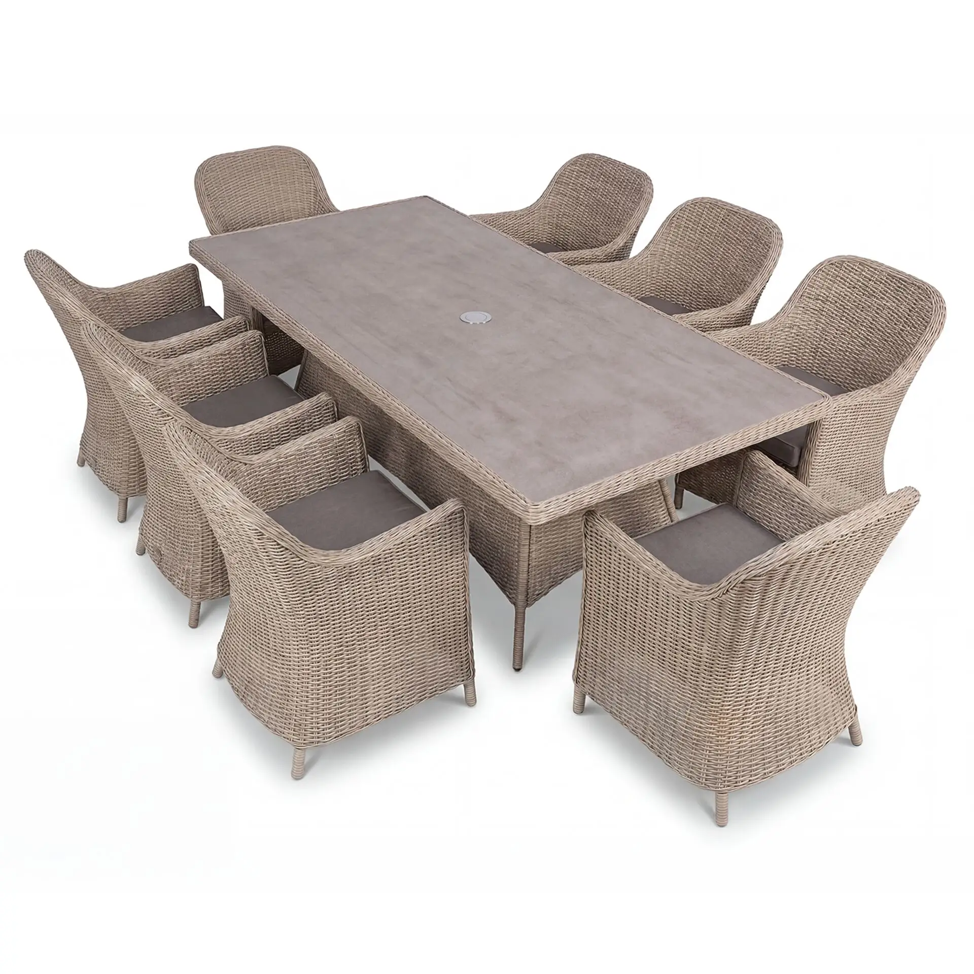 Turin 8 Seat Rectangular Rattan Dining Set