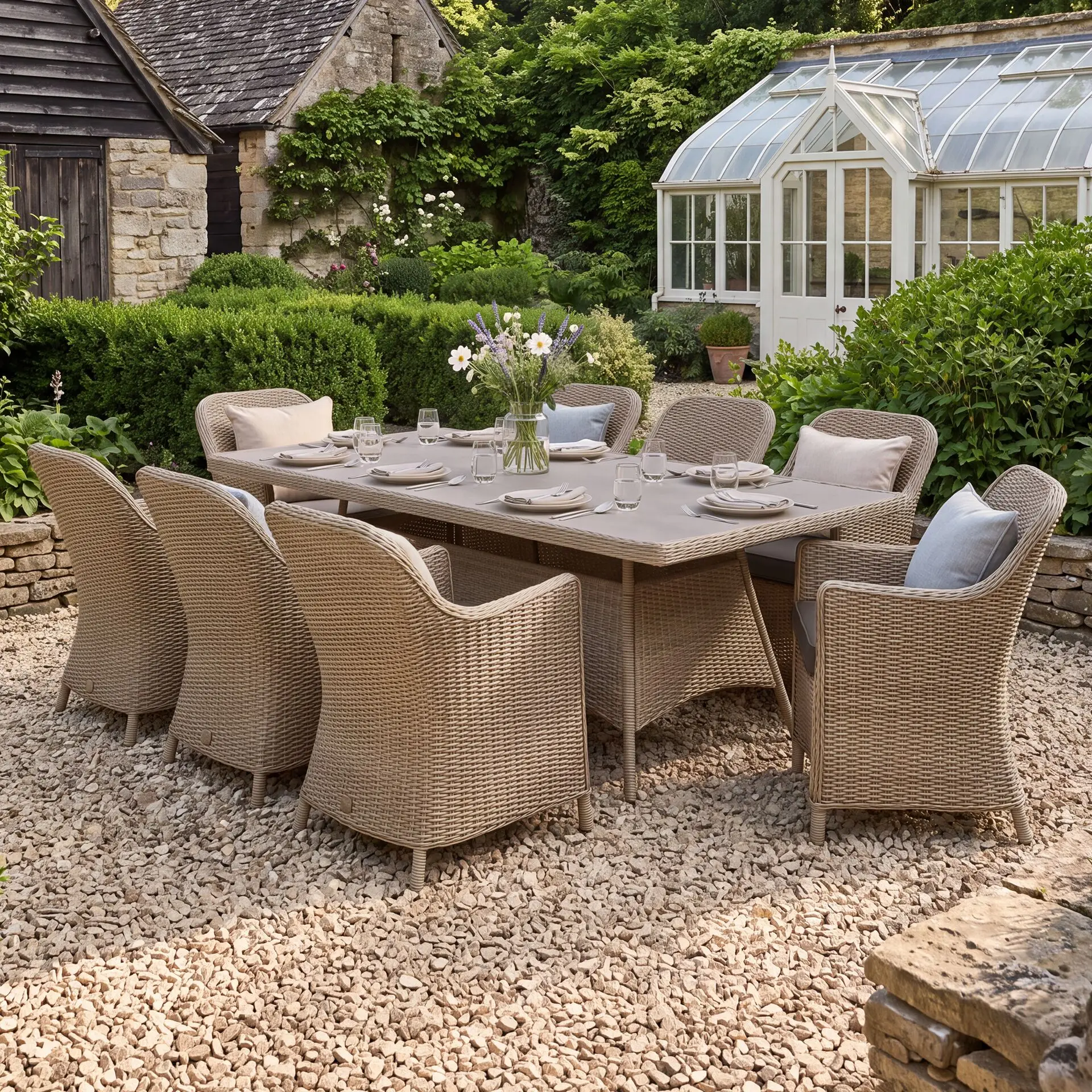 Turin 8 Seat Rectangular Rattan Dining Set