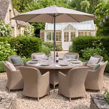 Turin 8 Seat Round Rattan Dining Set