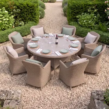Turin 8 Seat Round Rattan Dining Set