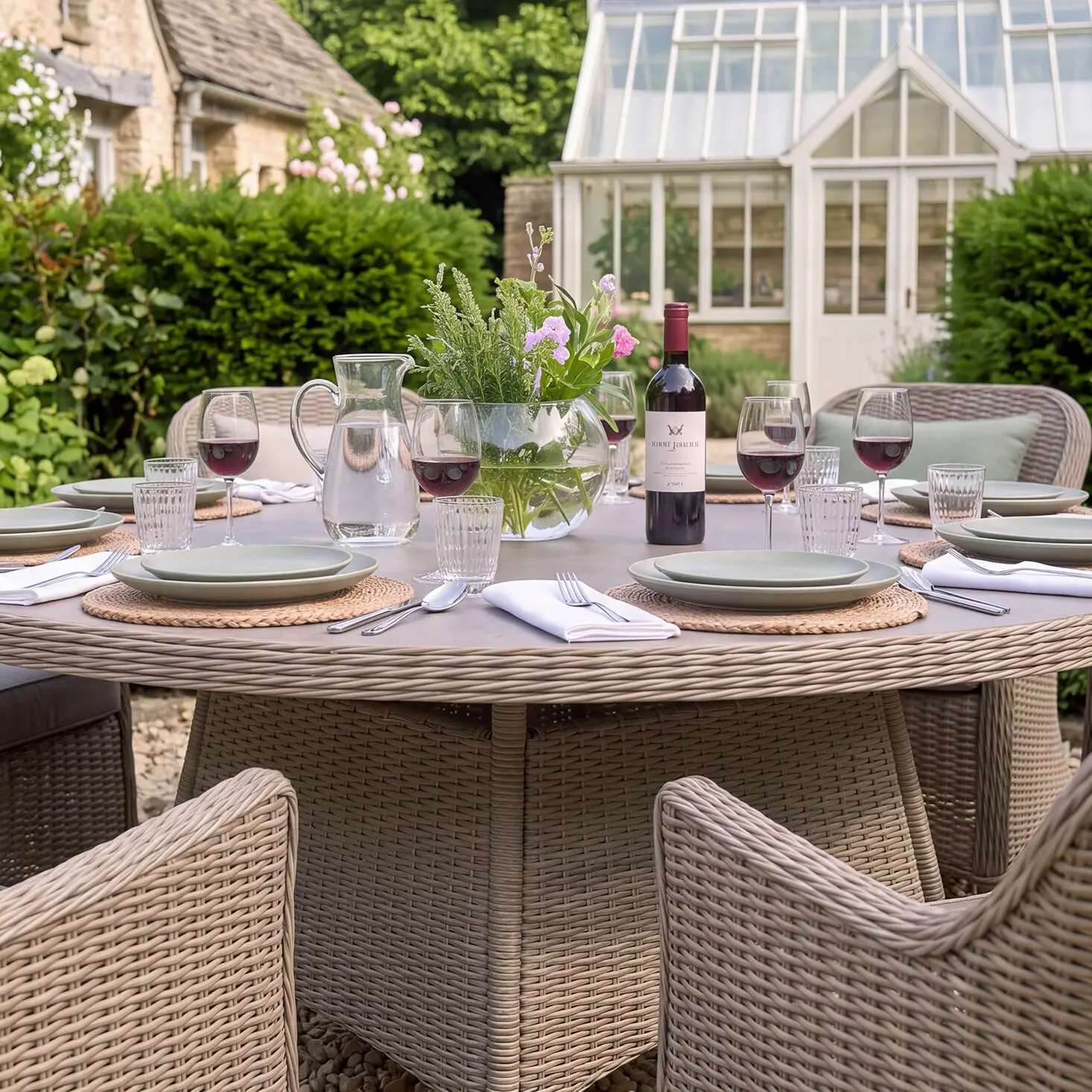 Turin 8 Seat Round Rattan Dining Set