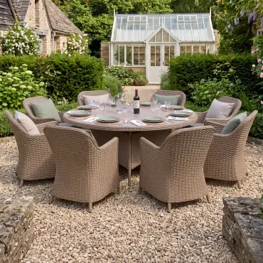 Turin 8 Seat Round Rattan Dining Set