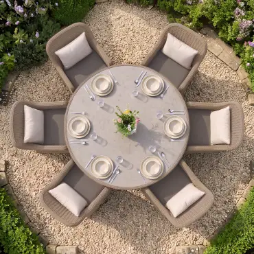 Turin 6 Seat Round Rattan Dining Set