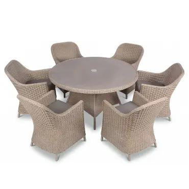 Turin 6 Seat Round Rattan Dining Set