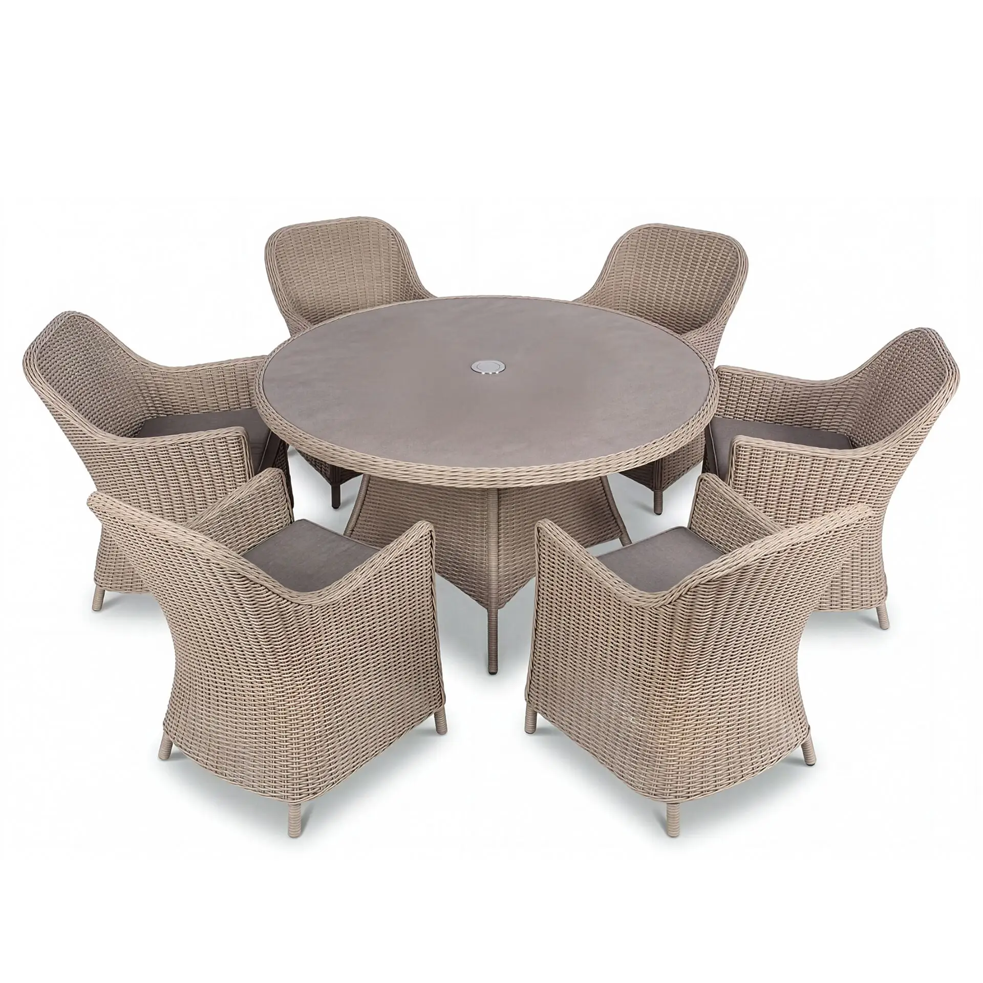 Turin 6 Seat Round Rattan Dining Set