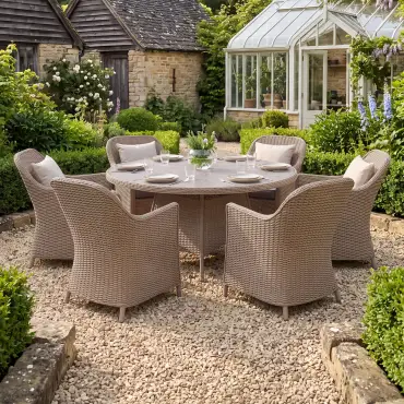 Turin 6 Seat Round Rattan Dining Set
