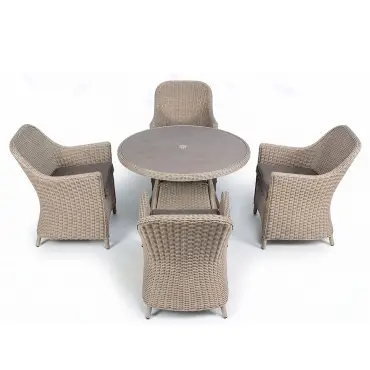 Turin 4 Seat Round Rattan Dining Set