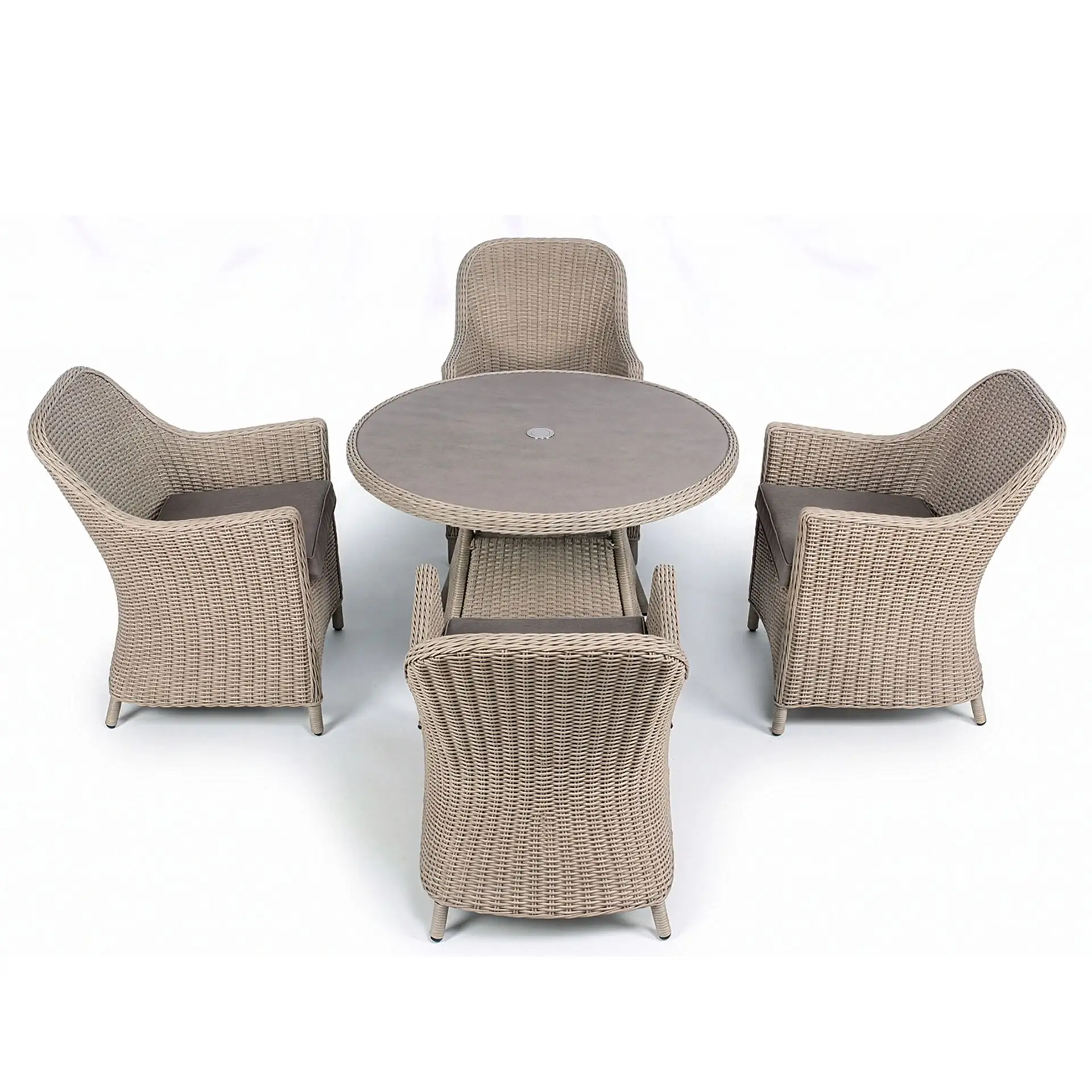 Turin 4 Seat Round Rattan Dining Set