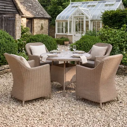 Turin 4 Seat Round Rattan Dining Set Turin 4 Seat Round Rattan Dining Set