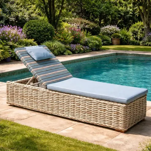 Fiji Sun Lounger garden furniture outdoor rattan weave Fiji Sun Lounger garden furniture outdoor rattan weave