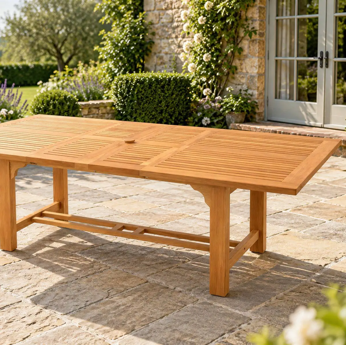Chunky Rectangular Extending 2.4m - 3m - Teak Certified