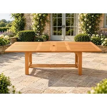 Chunky Rectangular Extending 2.4m - 3m - Teak Certified