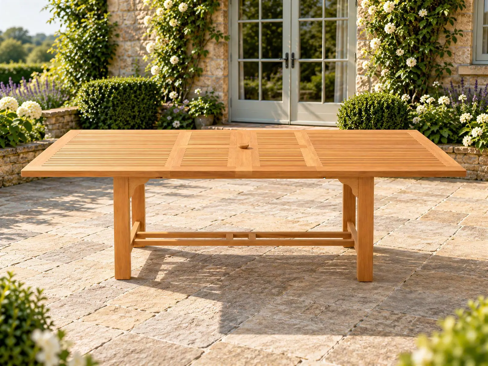 Chunky Rectangular Extending 2.4m - 3m - Teak Certified