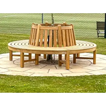Contour tree teak bench
