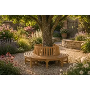 Contour tree teak bench