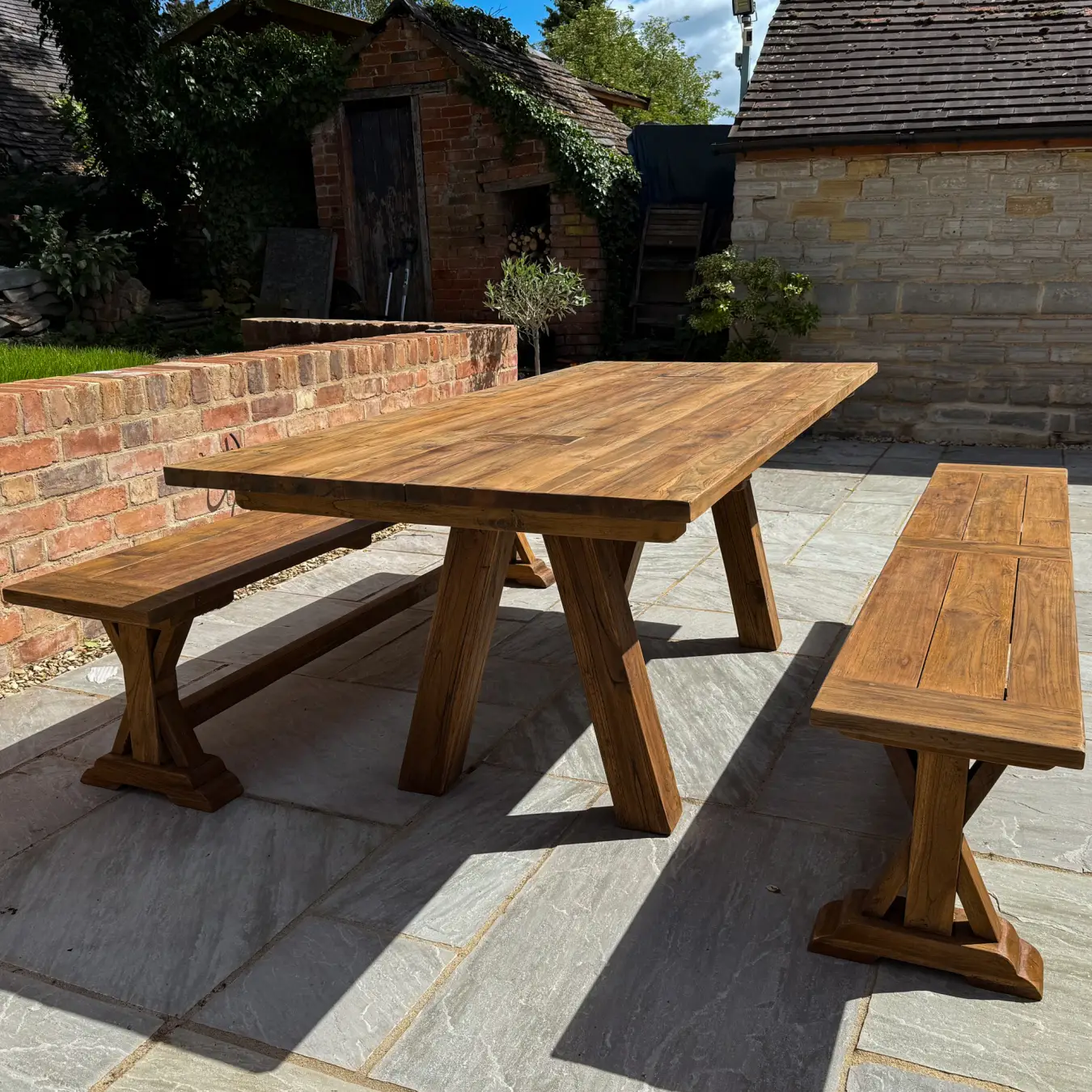 Knights Reclaimed Teak Dining Bench Set | 2m