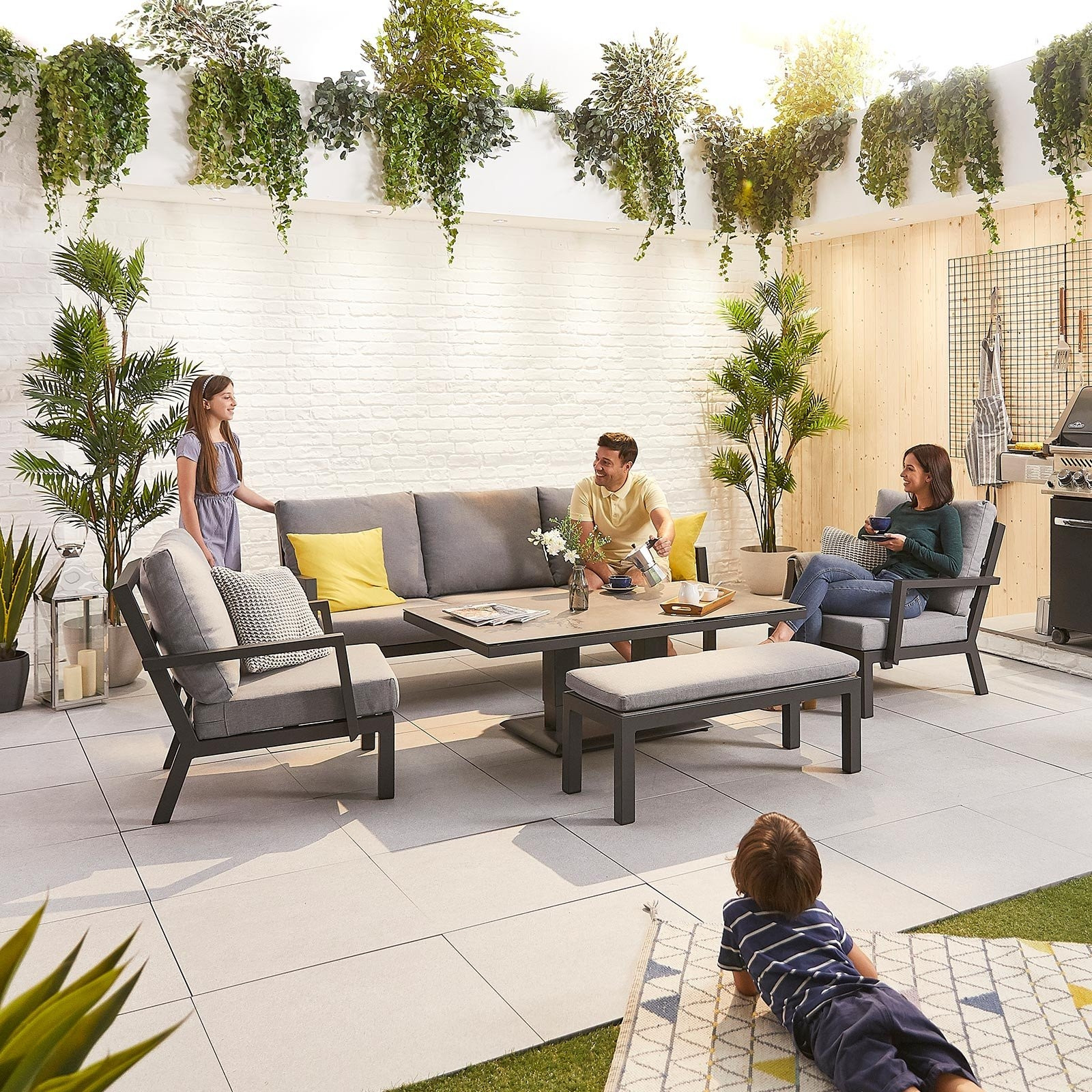 Vogue 3 Seater Sofa Set with Rising Table & Bench