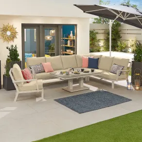 Vogue Corner Sofa Set with Rising Table & Armchair