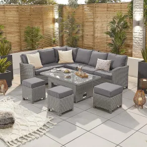 Heritage Chelsea Rattan Corner Sofa Set with Footstool & Coffee Table