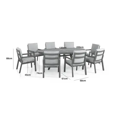 New York 8 Seat Oval Dining Set