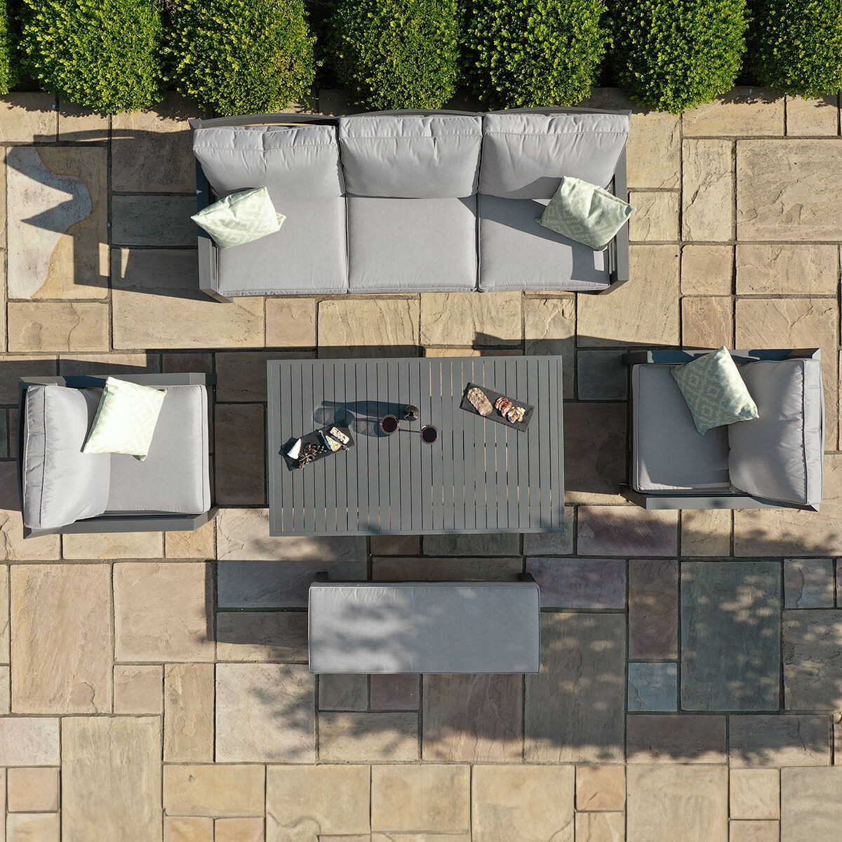 New York 3 Seat Sofa Aluminium Sofa Set - Rising Table & Bench