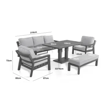 New York 3 Seat Sofa Set - With Rising Table  - 3