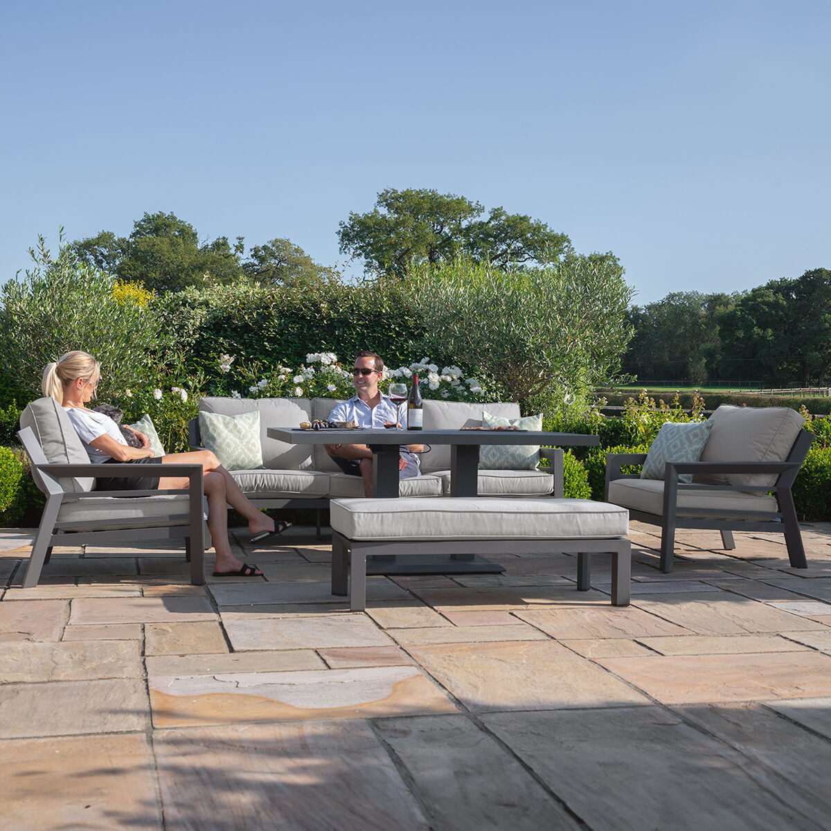 New York 3 Seat Sofa Aluminium Sofa Set - Rising Table & Bench
