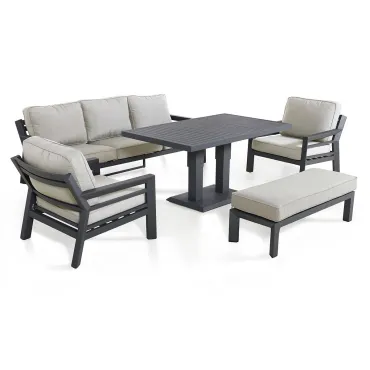New York 3 Seat Sofa Aluminium Sofa Set - Rising Table & Bench