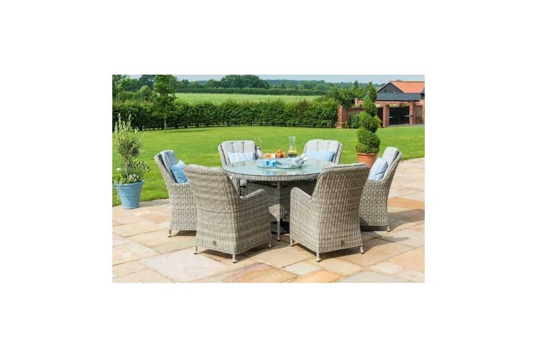 Oxford 6 Seat Round Ice Bucket Dining Set with Venice Chairs