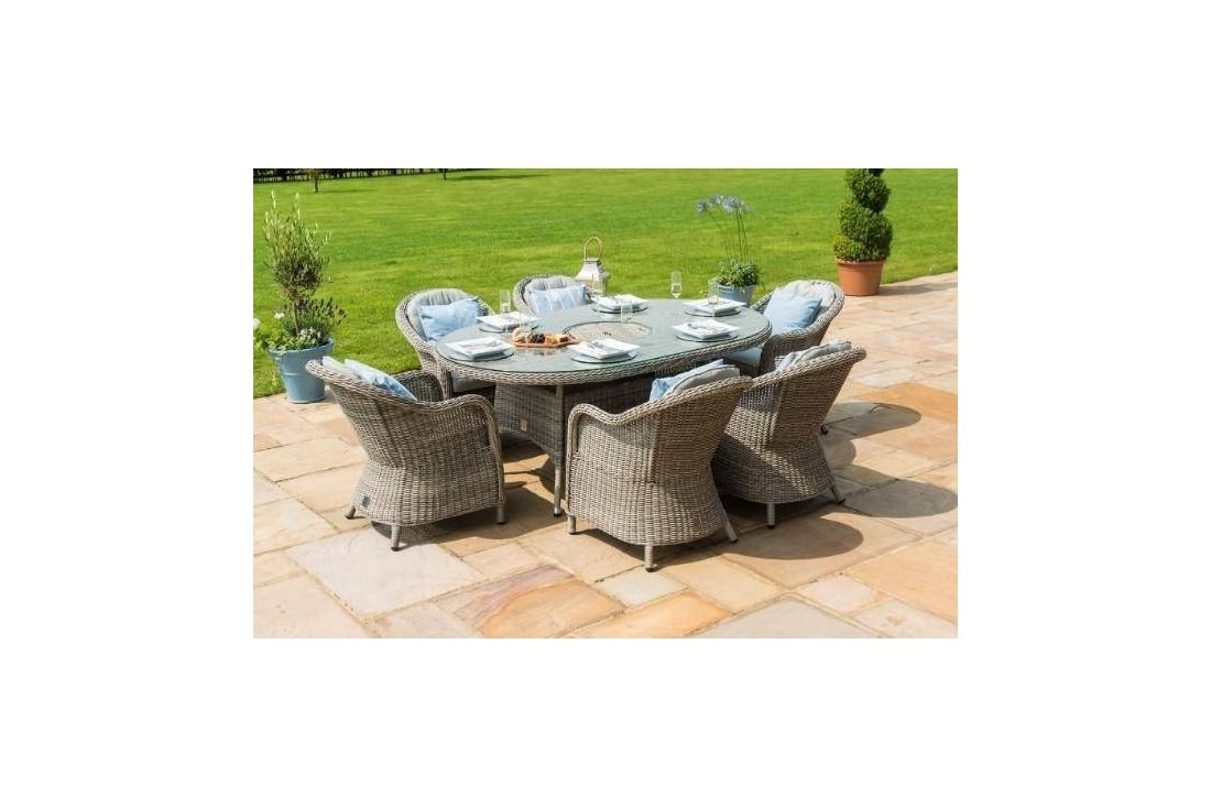 Oxford 6 Seat Ice Bucket Oval Dining set with Rounded Chairs
